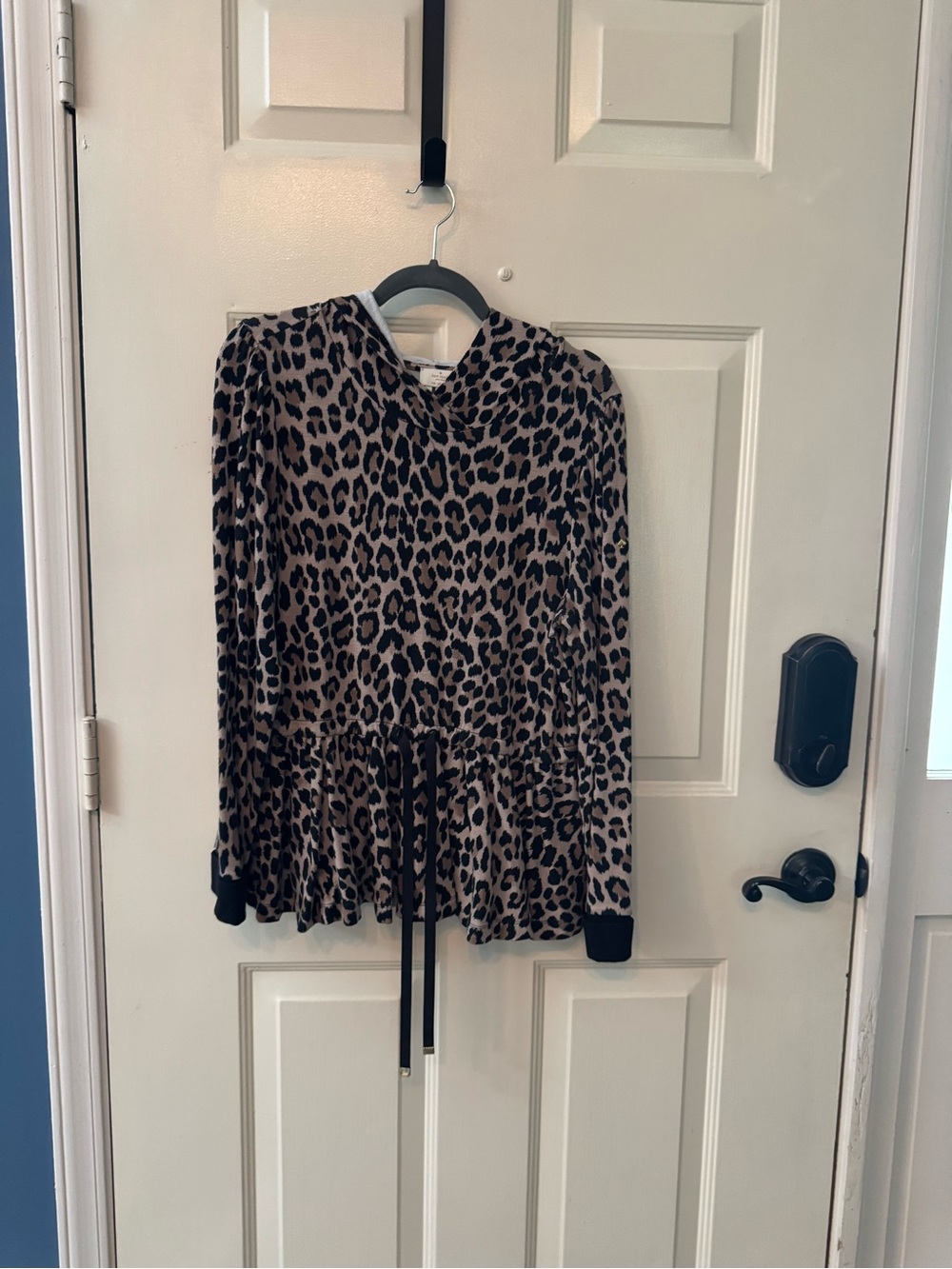 kate spade Leopard Print Drawstring Hoodie in Tan and Black